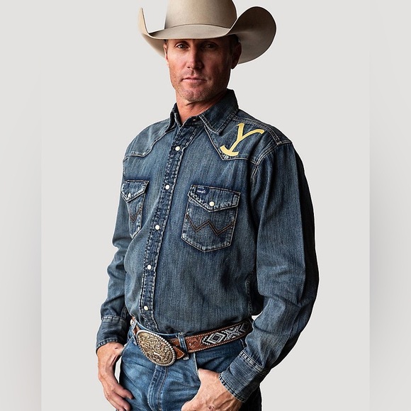 Wrangler X Yellowstone Denim Pearl Snap Collaboration - Picture 1 of 6